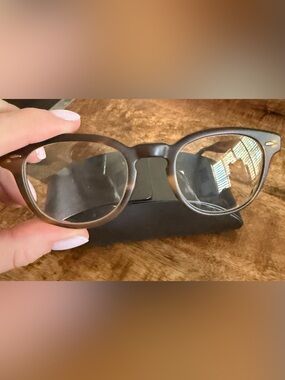 Oliver Peoples Matte Brown Round Eyeglasses with Subtle Gradient